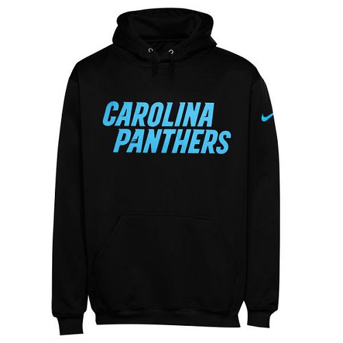 Men's Carolina Panthers Nike Black KO Wordmark Performance Hoodie - Click Image to Close